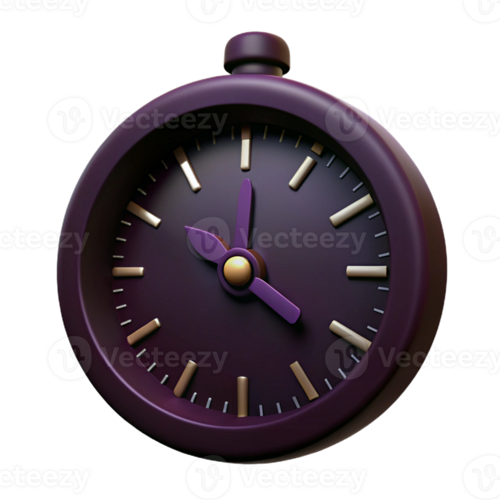 Purple Clock Face with Gold Accents png
