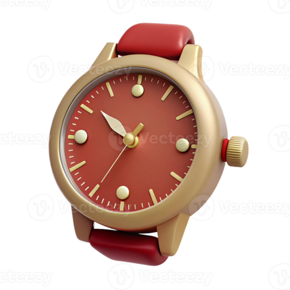 Red and Gold Wristwatch with Classic Design png