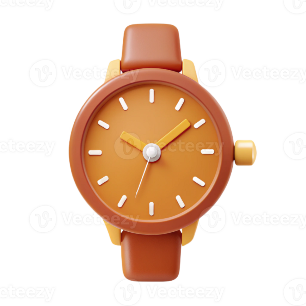Orange and Yellow 3D Rendered Wristwatch png