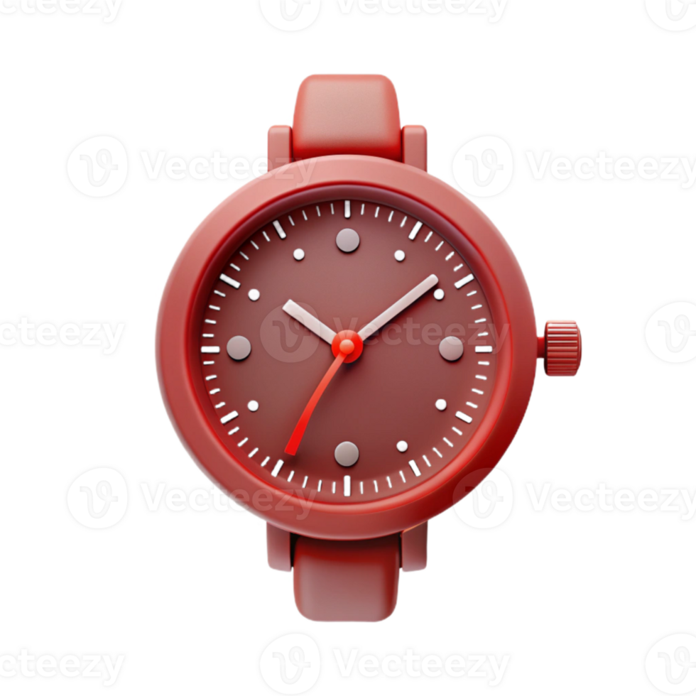 Red Wristwatch with White Dials and Hands png
