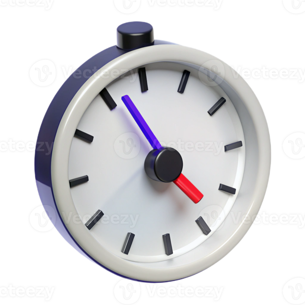 3D Clock with Blue and Red Hands png