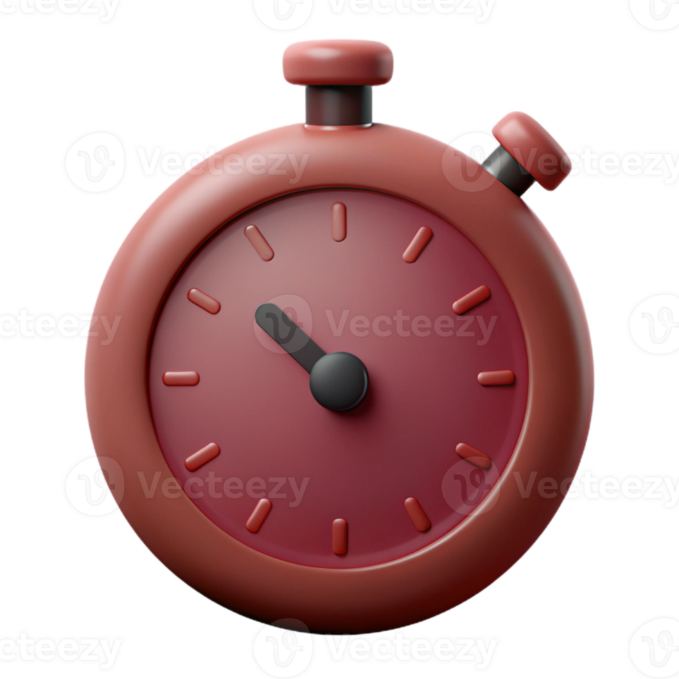 Red 3D Stopwatch Icon Time Management Illustration png