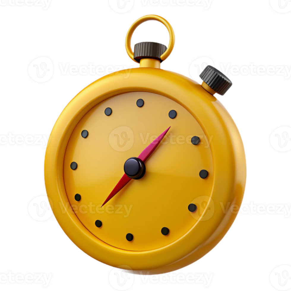 Yellow Stopwatch with Red Hand png