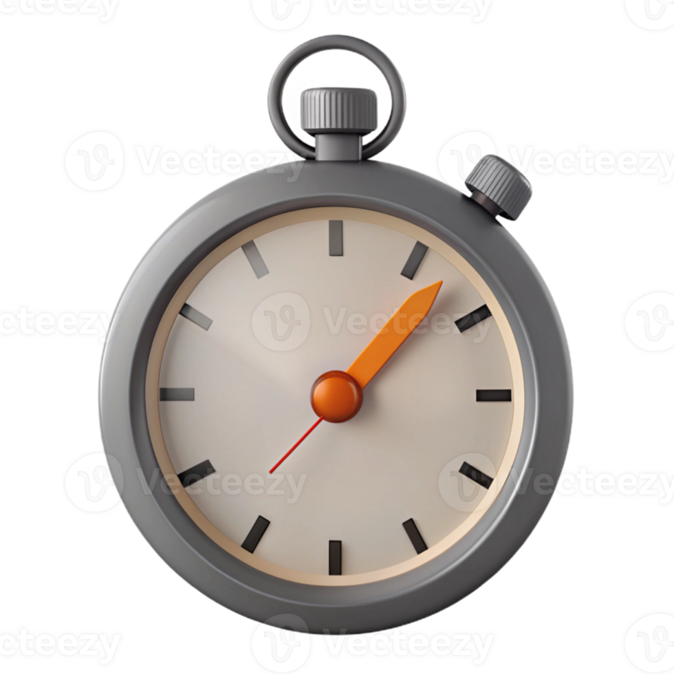Gray Stopwatch with Orange and Red Hands png
