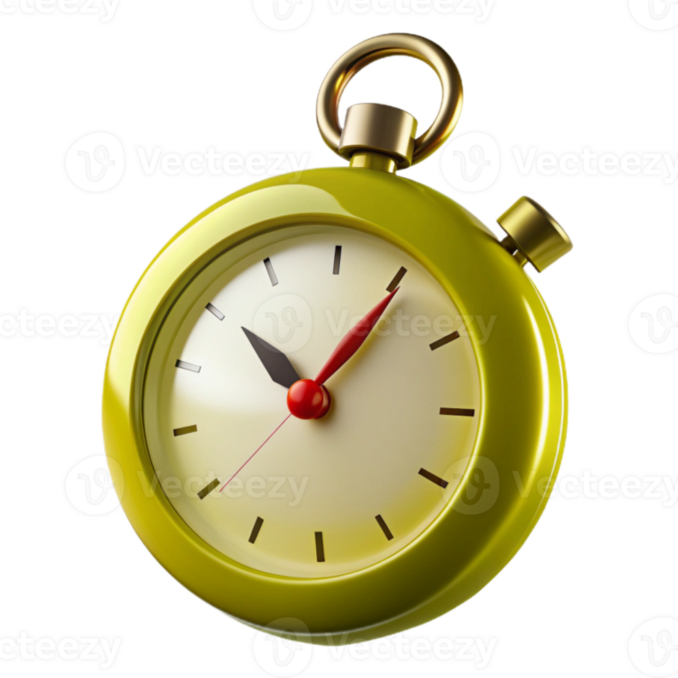 Yellow Stopwatch with Red Second Hand png