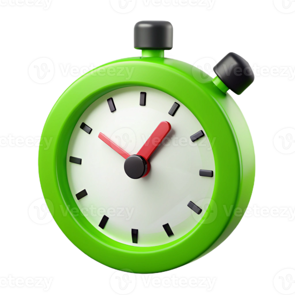Green Stopwatch with Red Second Hand png