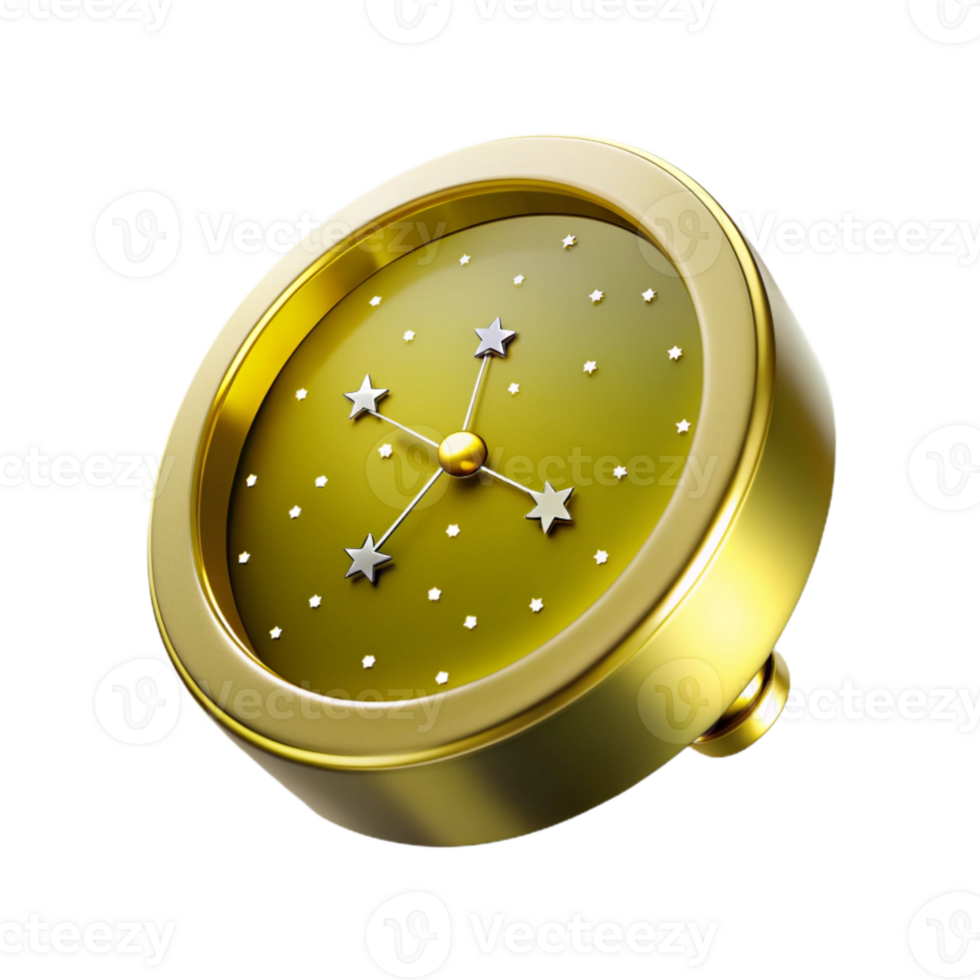 Golden Clock with Star Design png