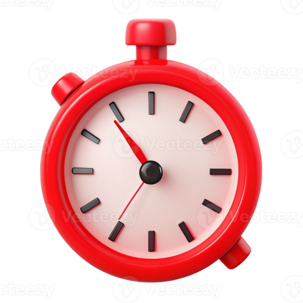 Red Round Clock Face with Minute and Hour Hands png
