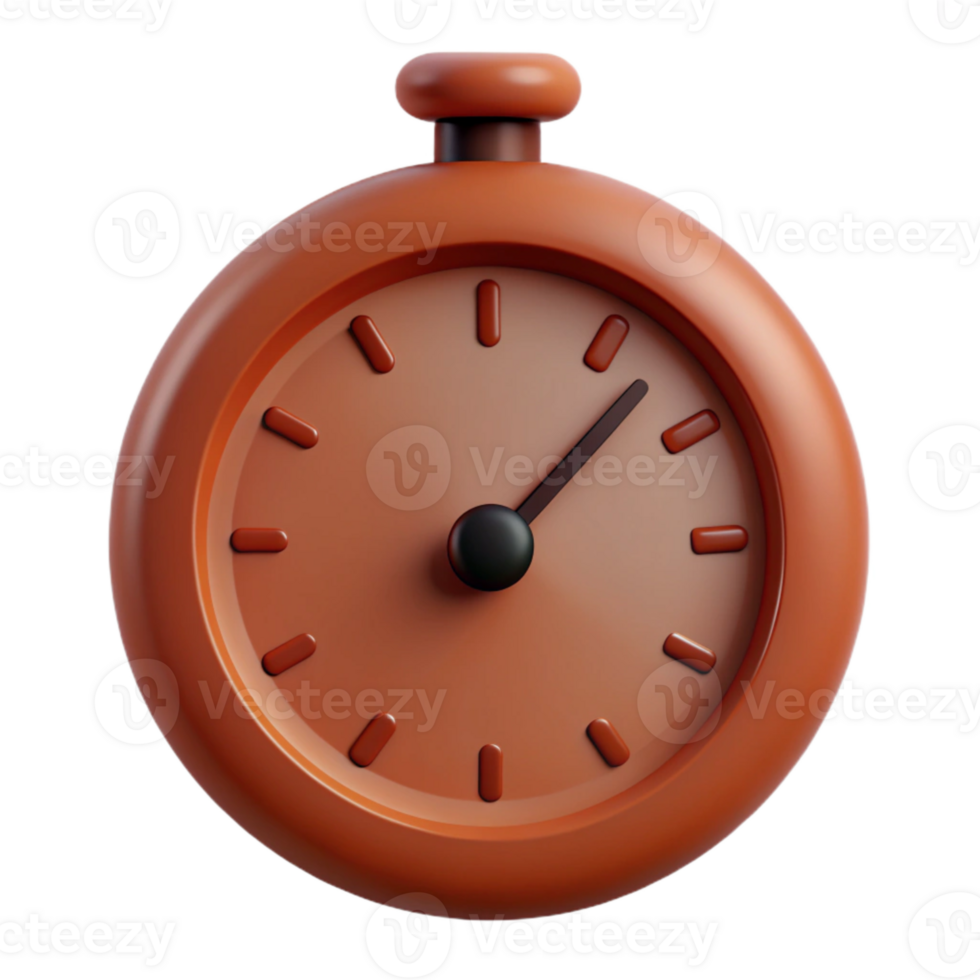 Orange 3D Clock with Black Hand png