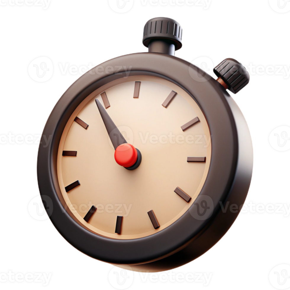 Classic Black and Tan Stopwatch with Red Button png
