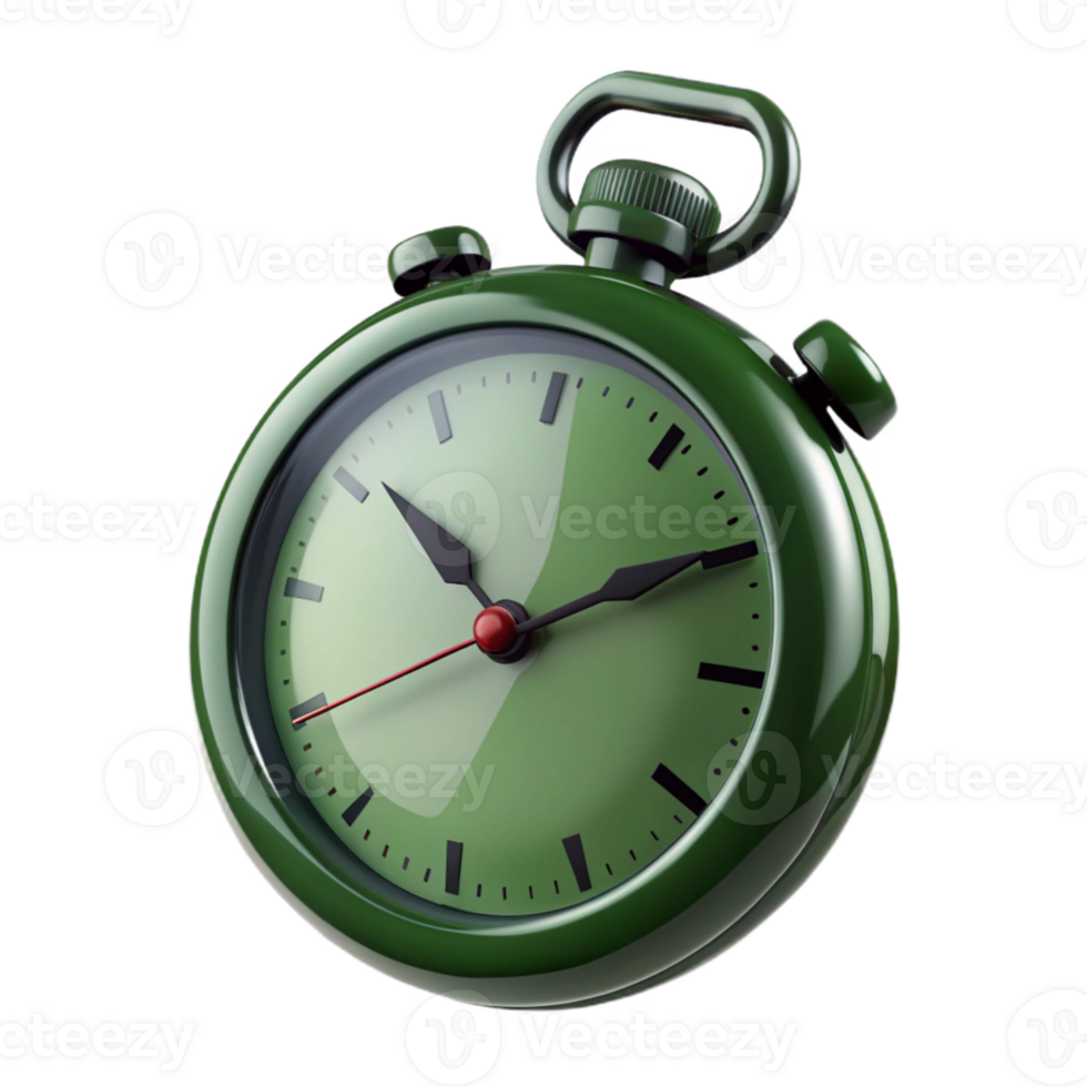 Green Stopwatch with Red Second Hand png