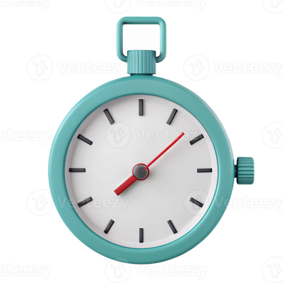 Vintage Style Teal Clock with Red Hour Hand png
