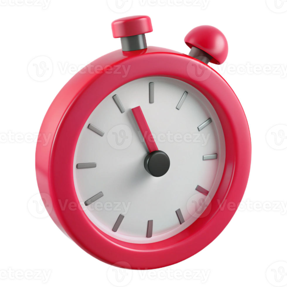 Red Stopwatch with White Face and Black Hands png