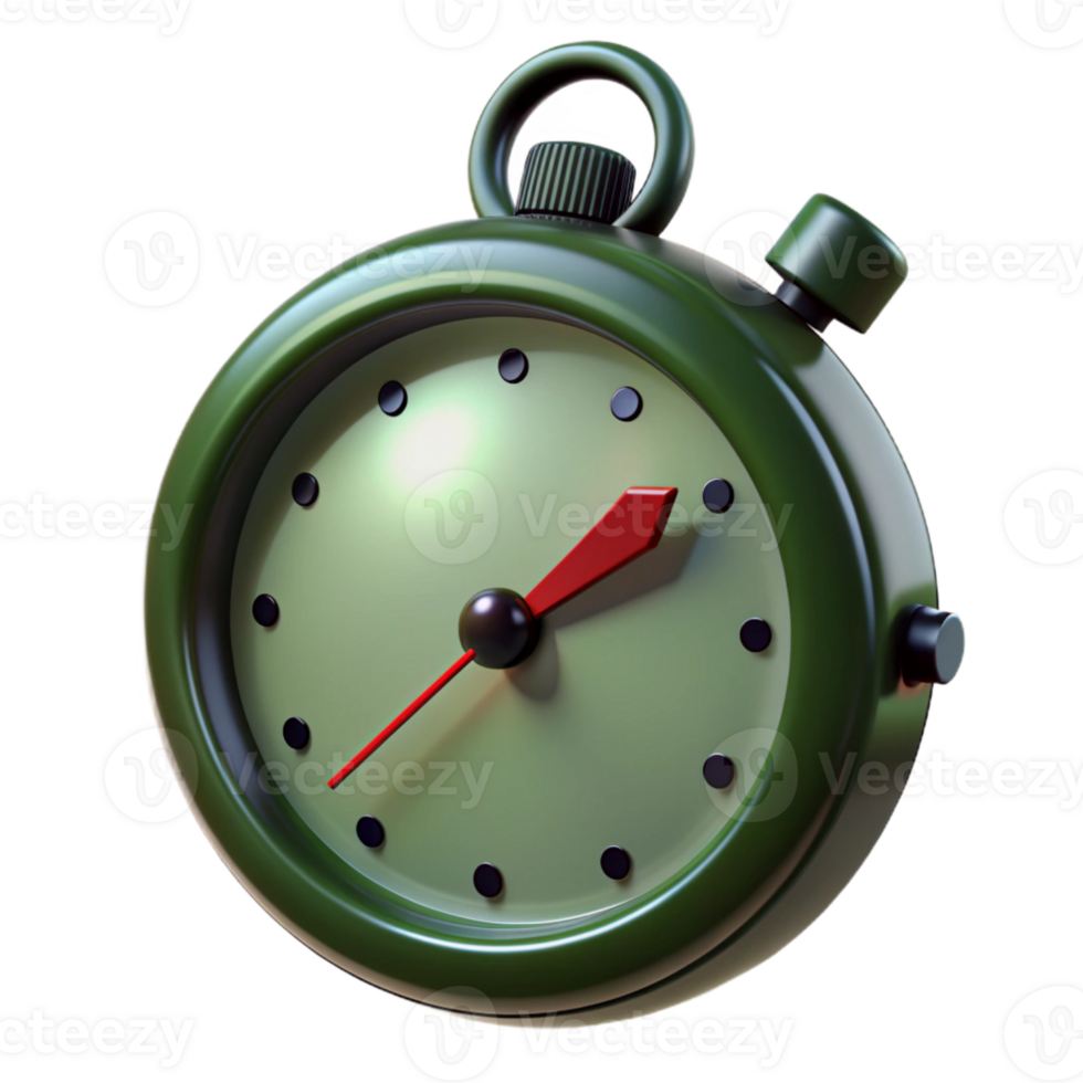 Green Stopwatch with Red Hand png