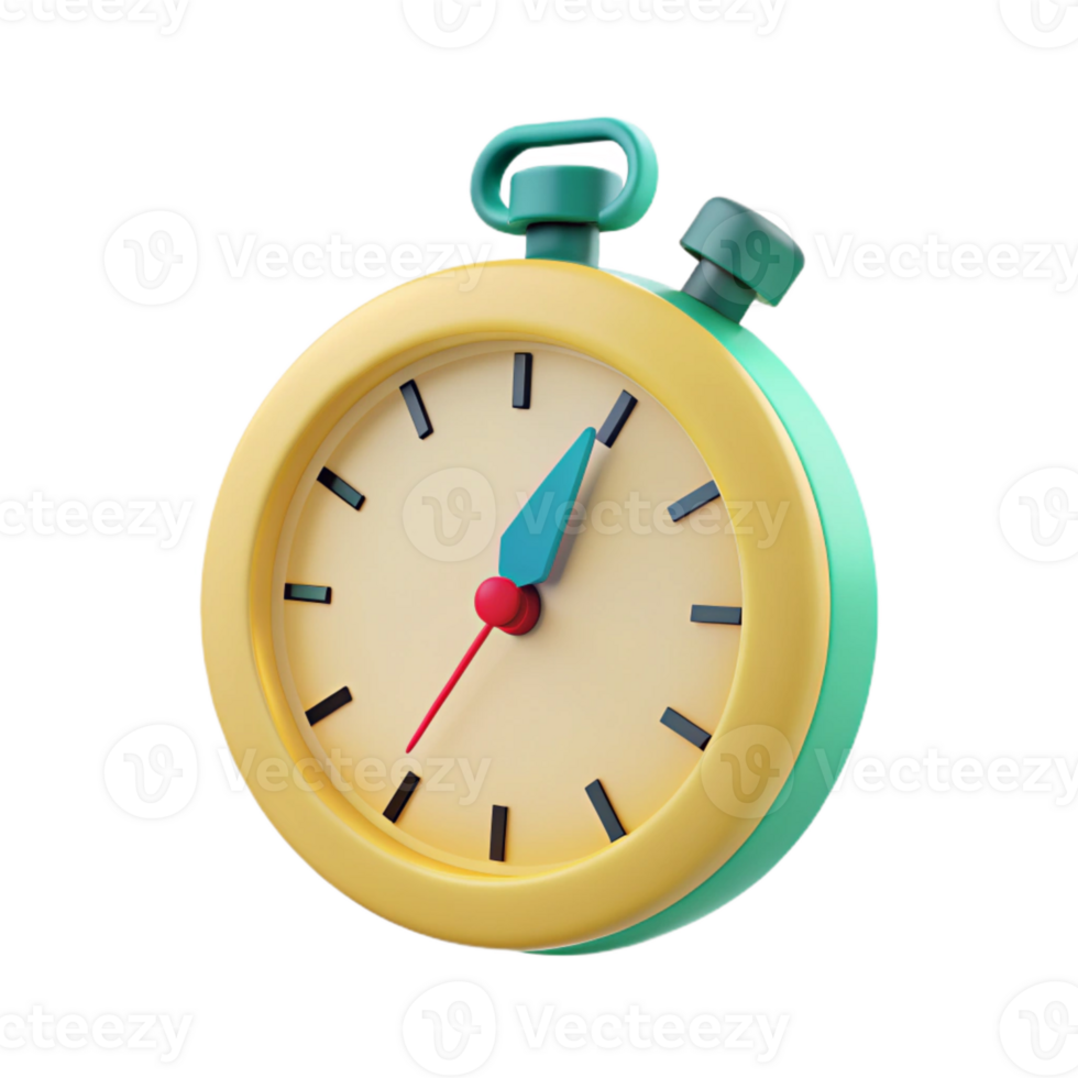 Yellow and Green Stopwatch with Red Second Hand png