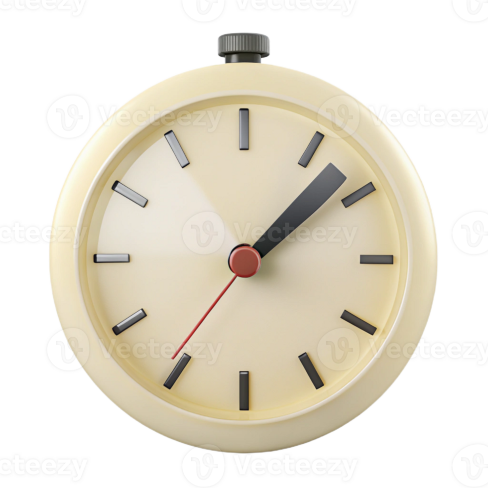 Cream Clock Face with Red and Black Hands png