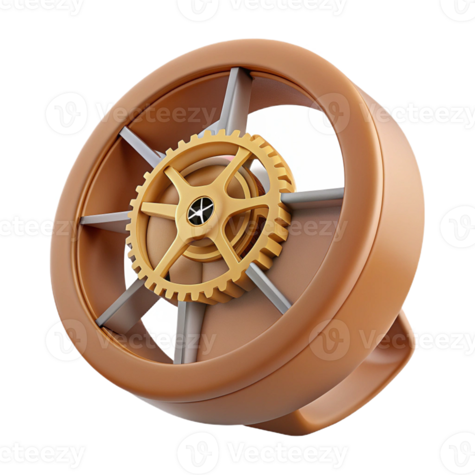 3D Render of a Gear-Driven Rotating Object png
