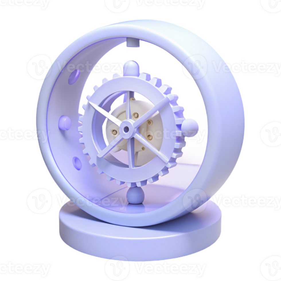 3D Rendered Gear Mechanism with Rotating Cogs png