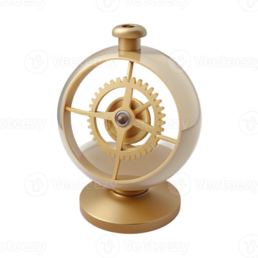 Golden Gear Rotating on a Base png