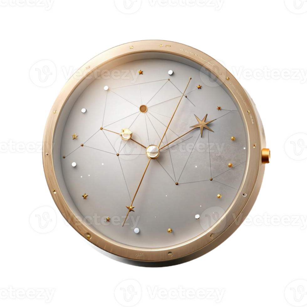 Gold Constellation Watch Face with Stars and Lines png