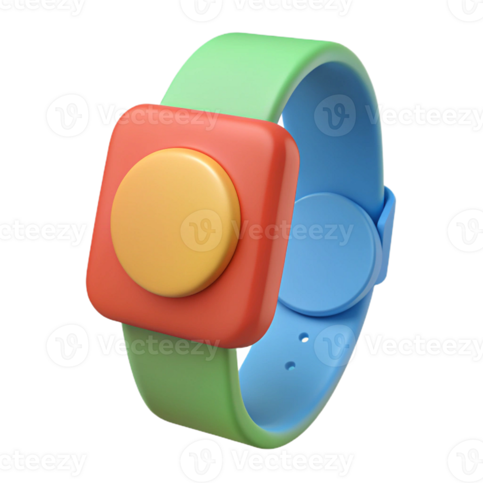 Colorful 3D Rendered Smartwatch with Square Face and Round Button png
