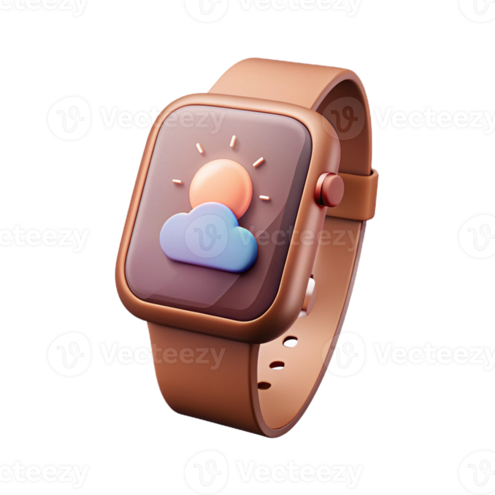 Smartwatch with Weather Forecast App Sun and Cloud Icon png