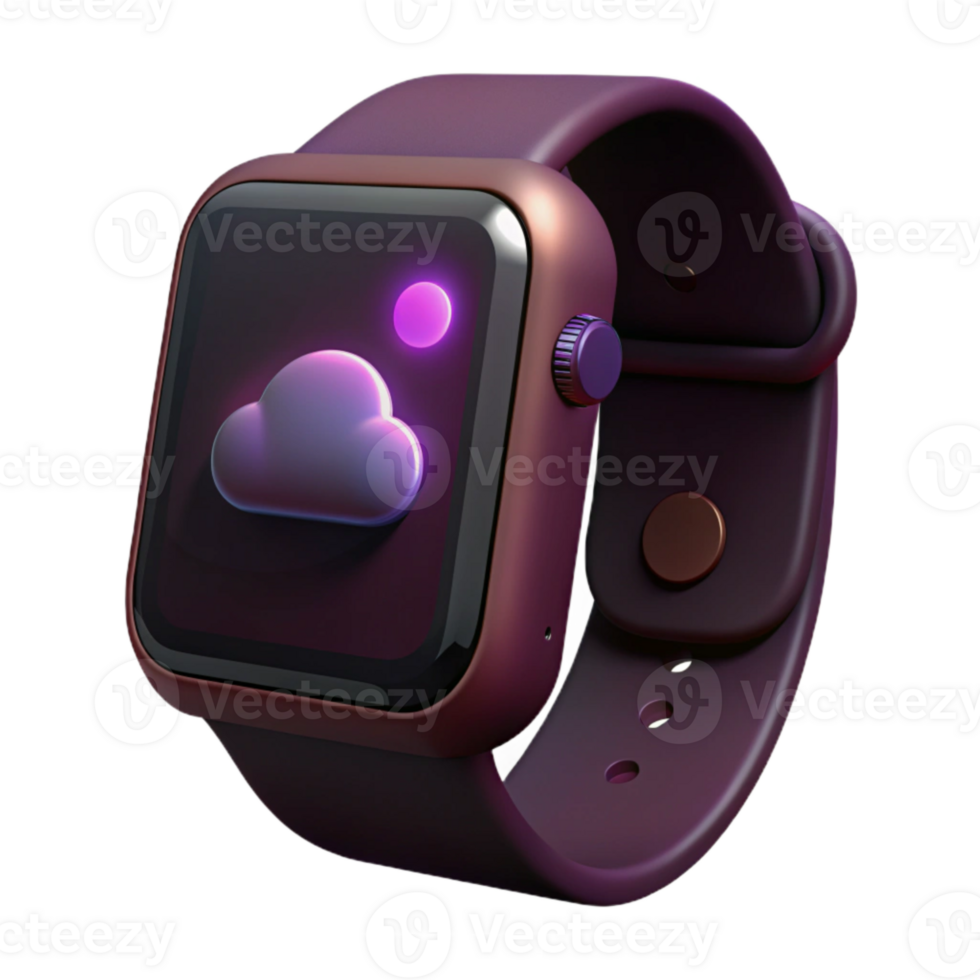Smartwatch with Cloud Icon and Purple Design png