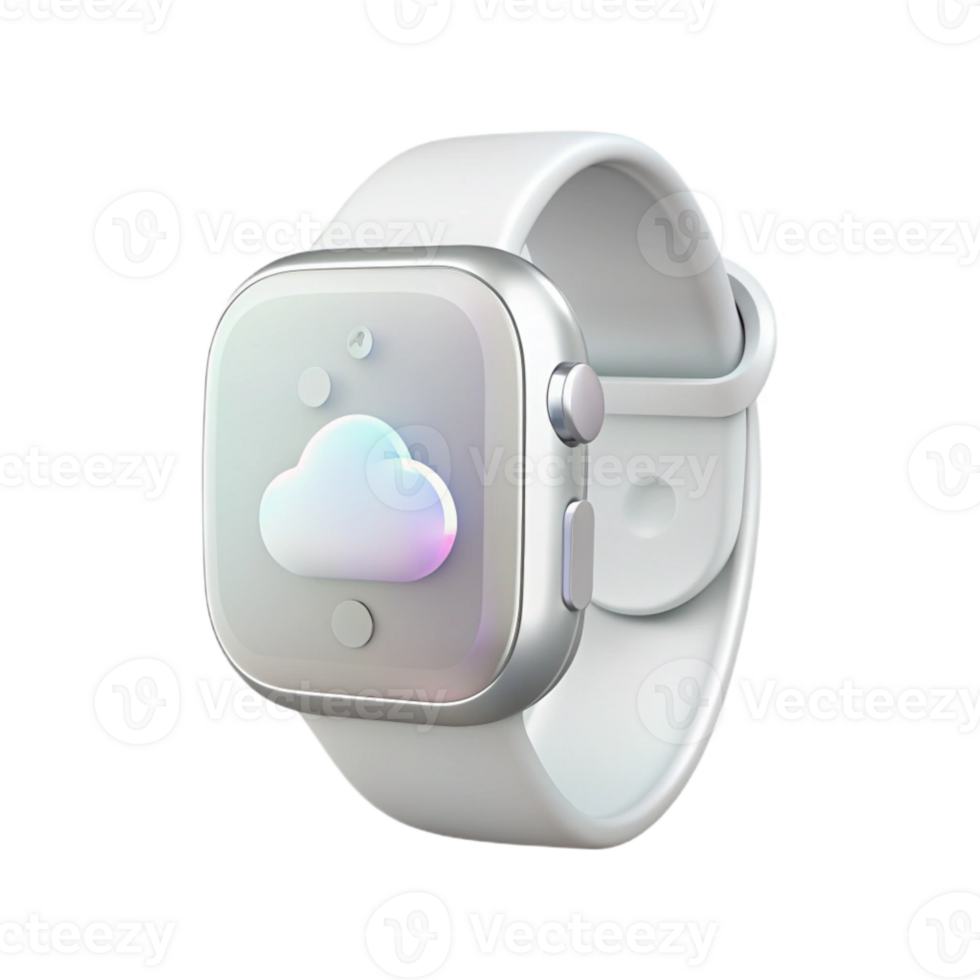 White Smartwatch with Cloud Icon Display png
