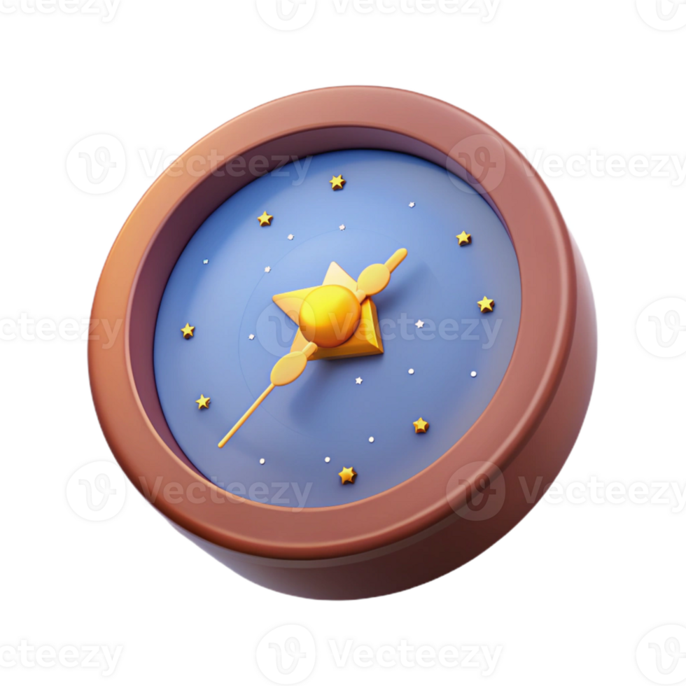 3D Clock with Star Design png