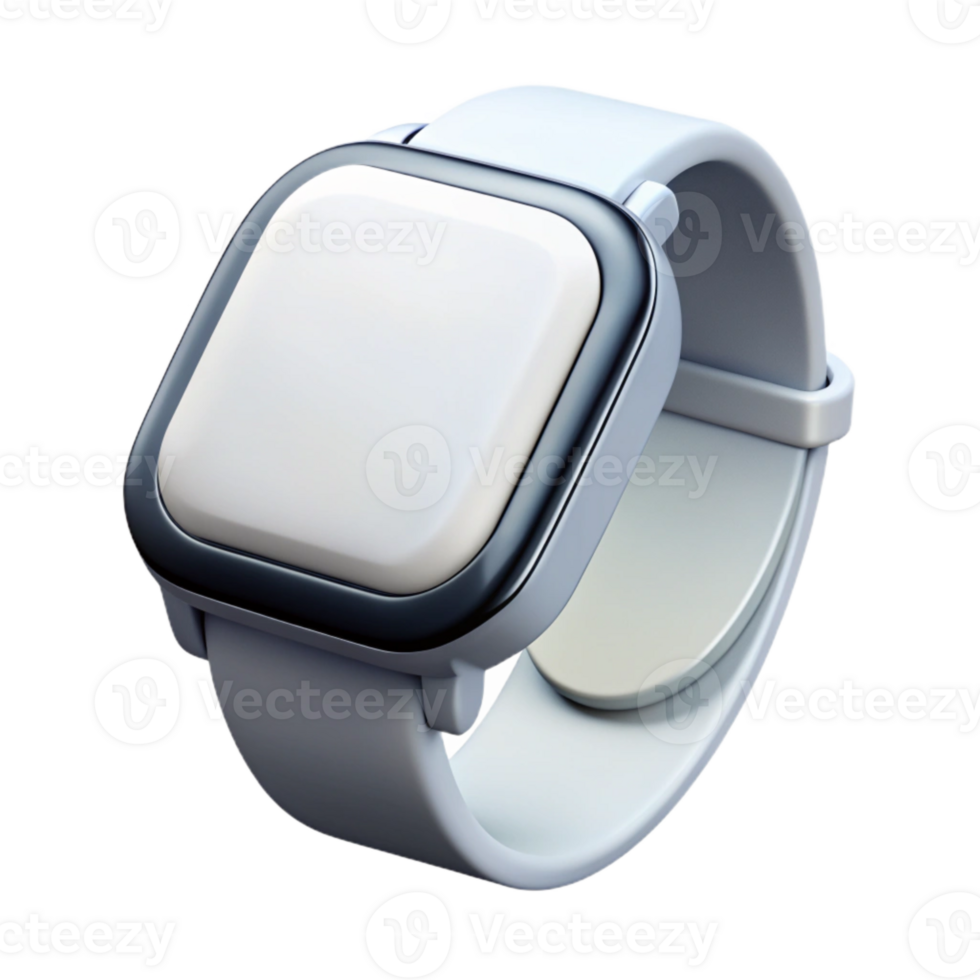 Smartwatch with White Strap and Black Bezel png