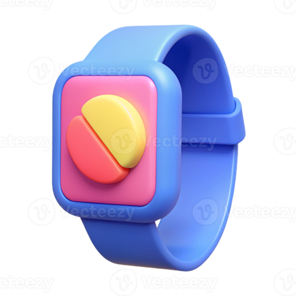 3D Render of a Colorful Smartwatch with Pie Chart Icon png