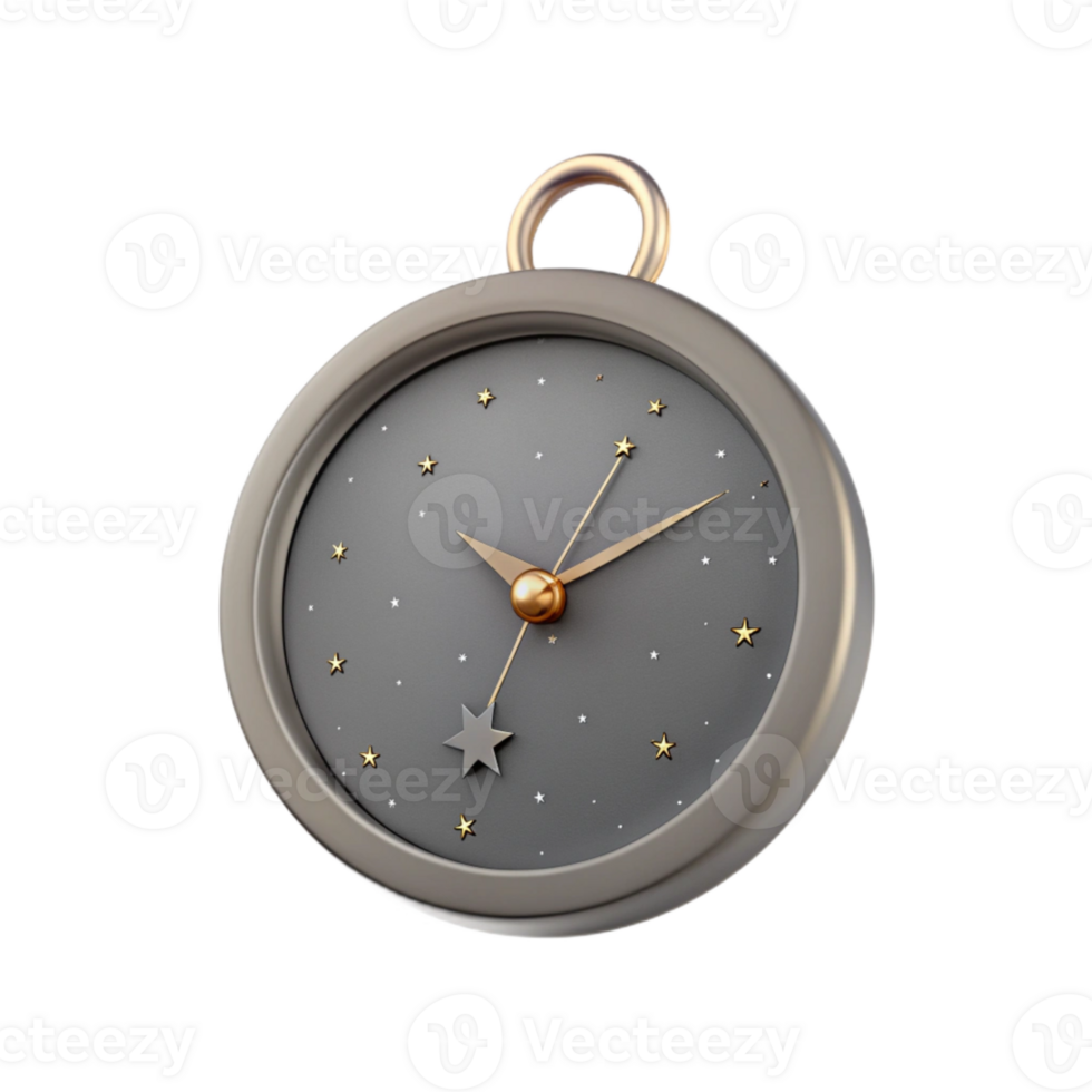 Gold Star Clock with a Grey Face png