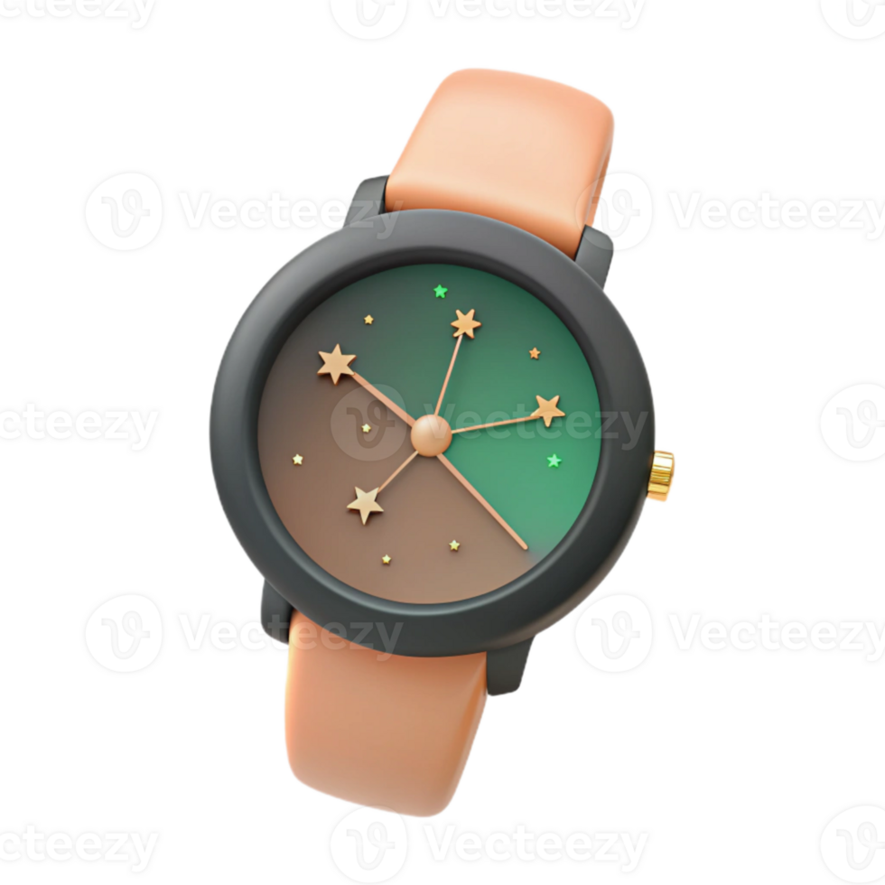 Starry Sky Watch with Green and Brown Dial png