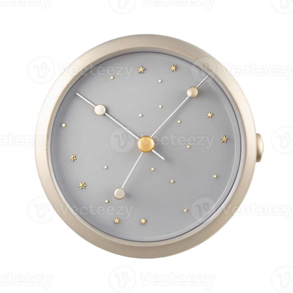 Gray and Gold Star-Adorned Clock png