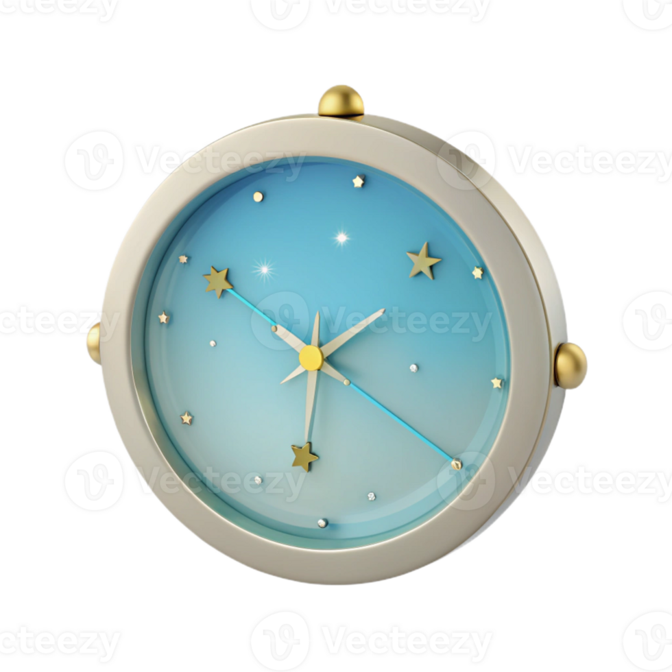 Starry Sky Clock with Blue Gradient png