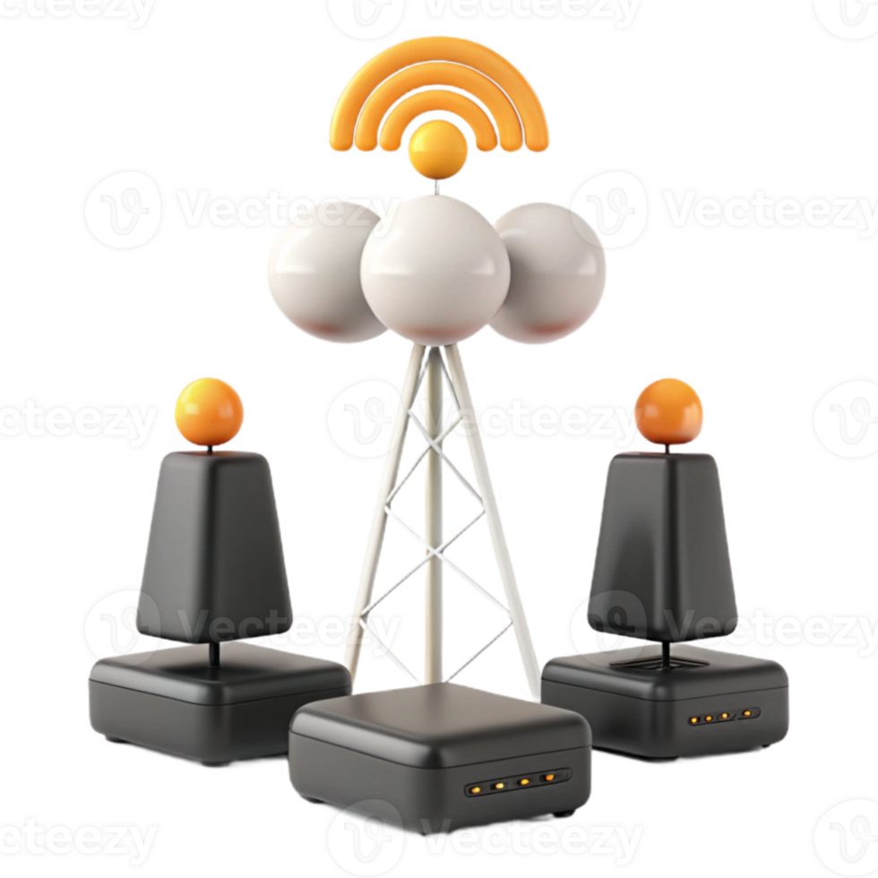 Cellular Tower with Signal Boosters and Antennas png