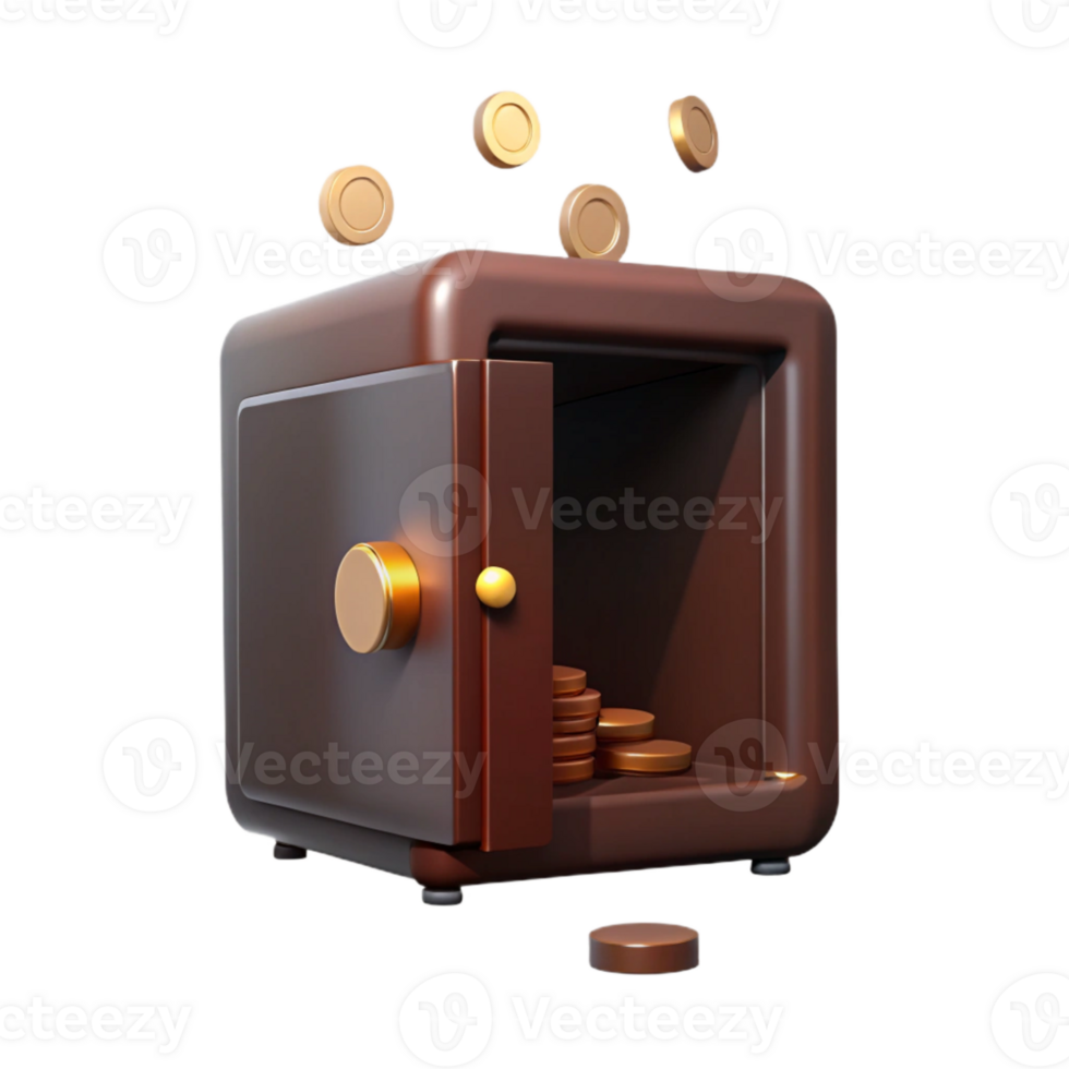 Open Safe with Coins Falling Out png