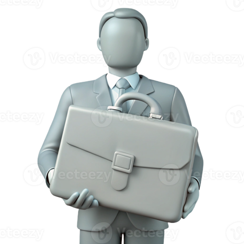 Businessman Holding Briefcase 3D Rendering png
