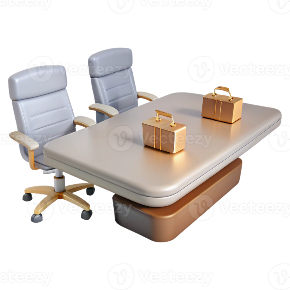 Two Chairs and Briefcases on a Conference Table png