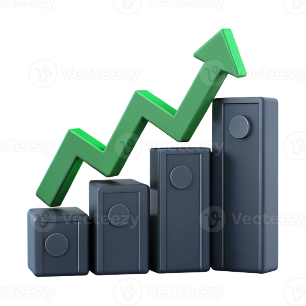 Upward Trend, Growth Chart, Increasing Profits, Financial Success, Business Development, Positive Growth, 3D Render, Business Graph, Economic Growth, Data Visualization png