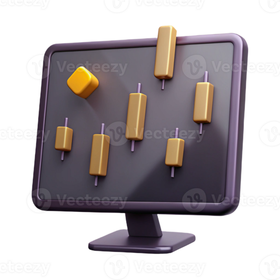 Computer Monitor Displaying Candlestick Chart Visualizing Financial