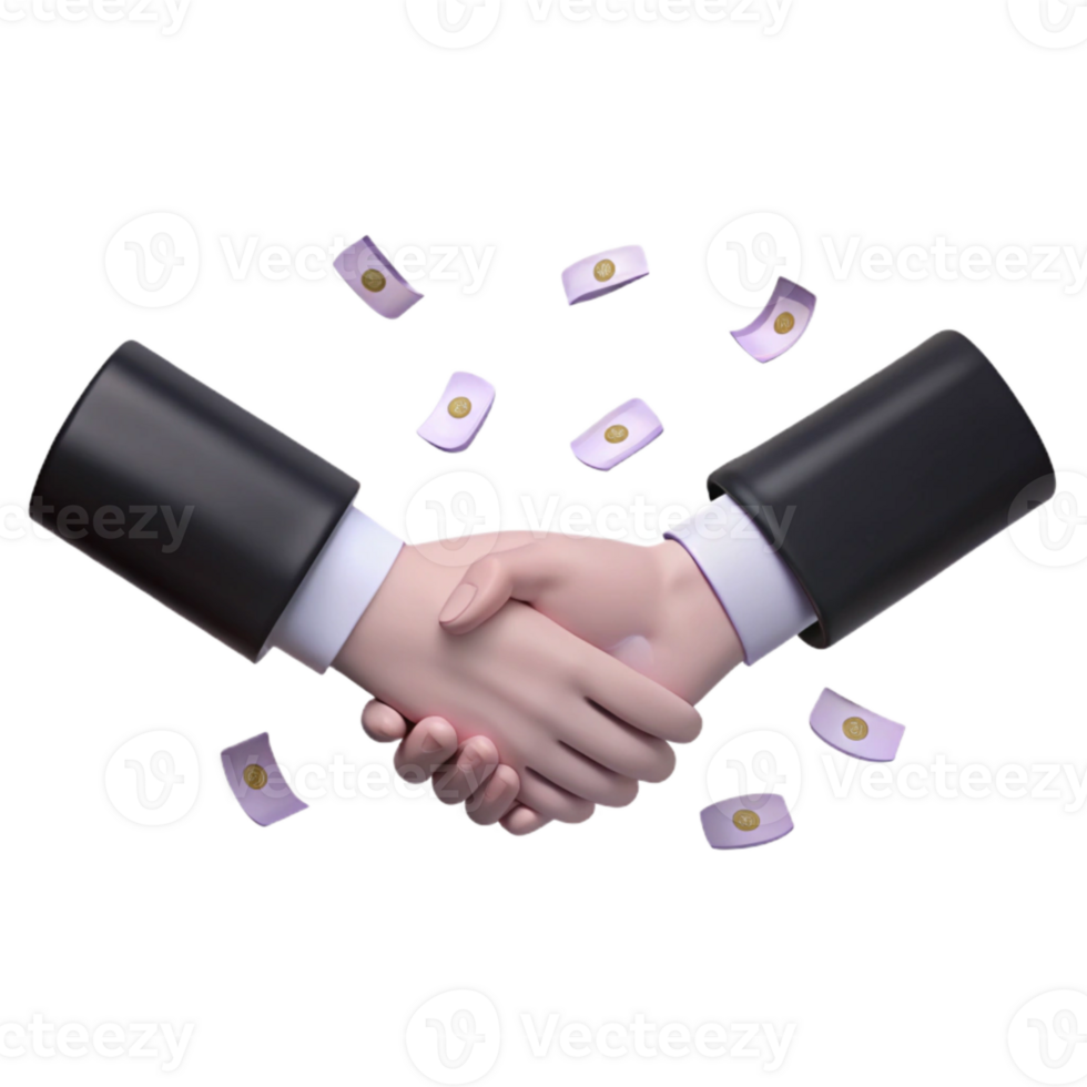 Successful Partnership Handshake with Falling Coins png