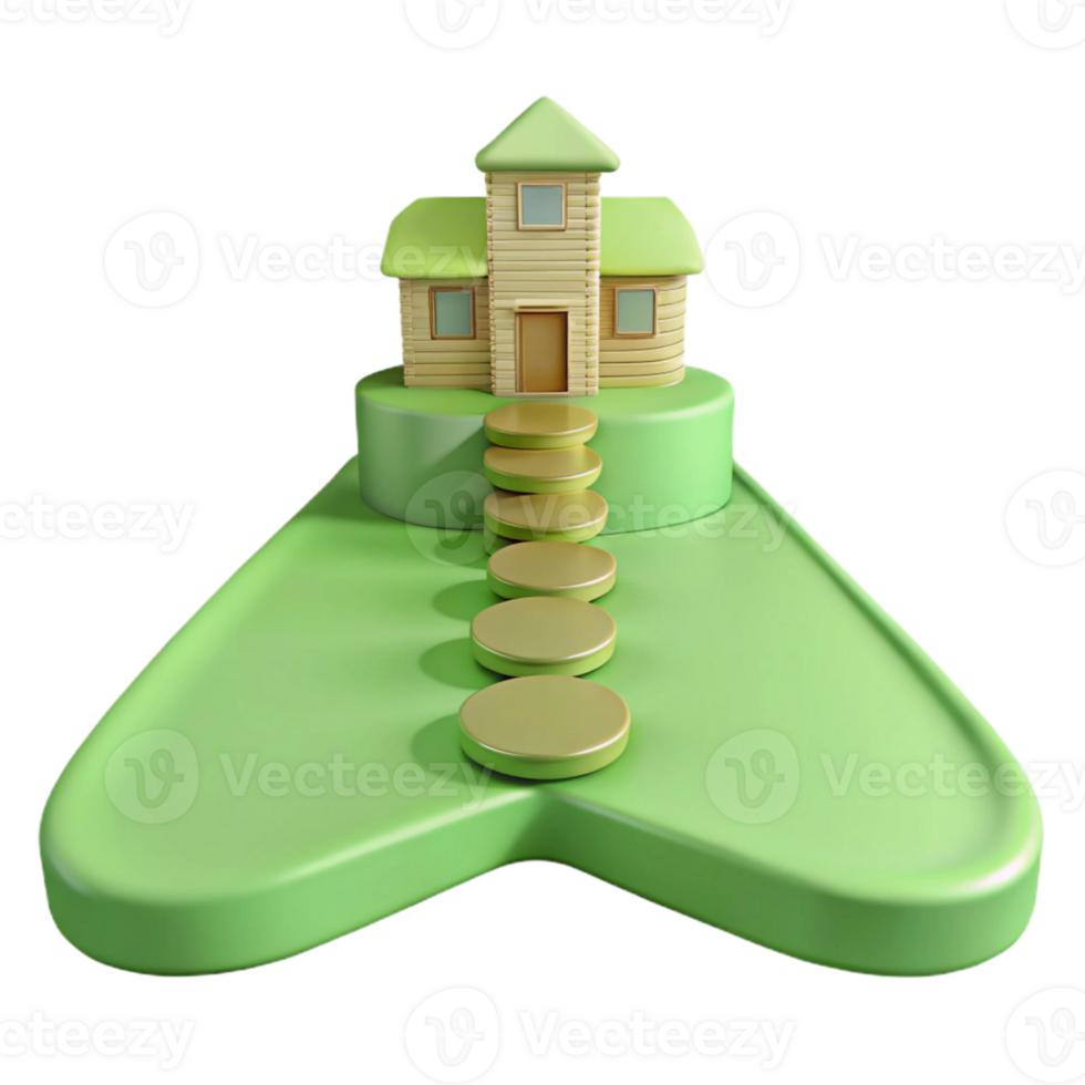 3D Rendered Illustration of a House on a Hill with a Stone Path png
