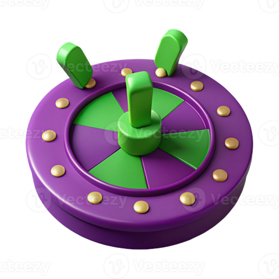 Purper en groen 3d wiel van fortuin png