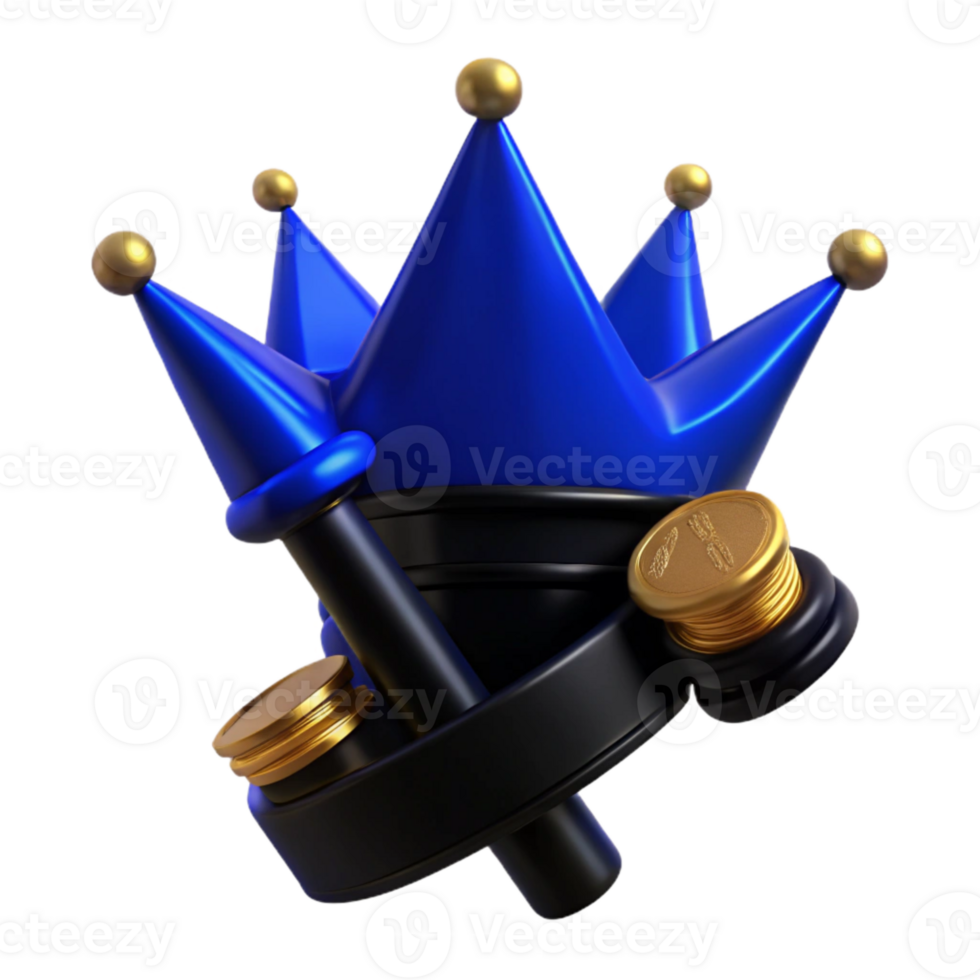 Blue Crown with Black and Gold Accents png