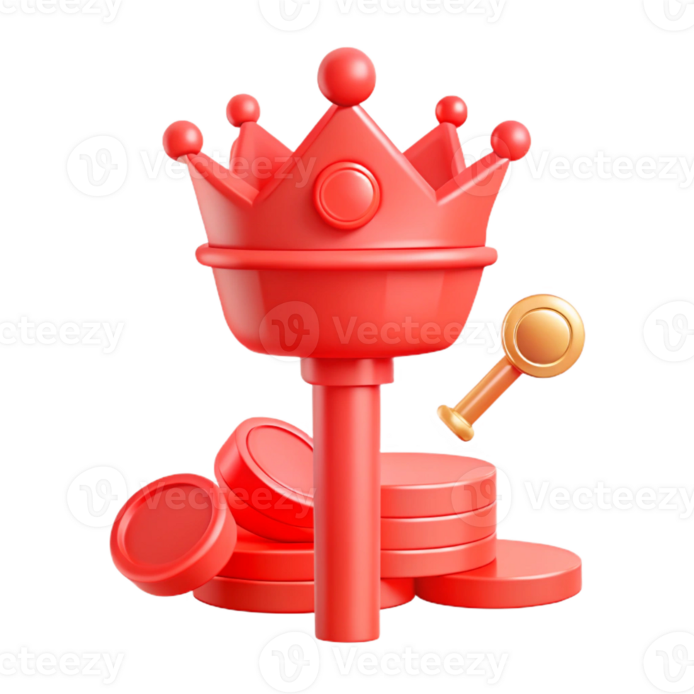 Red Crown and Golden Scepter with Stacked Coins png