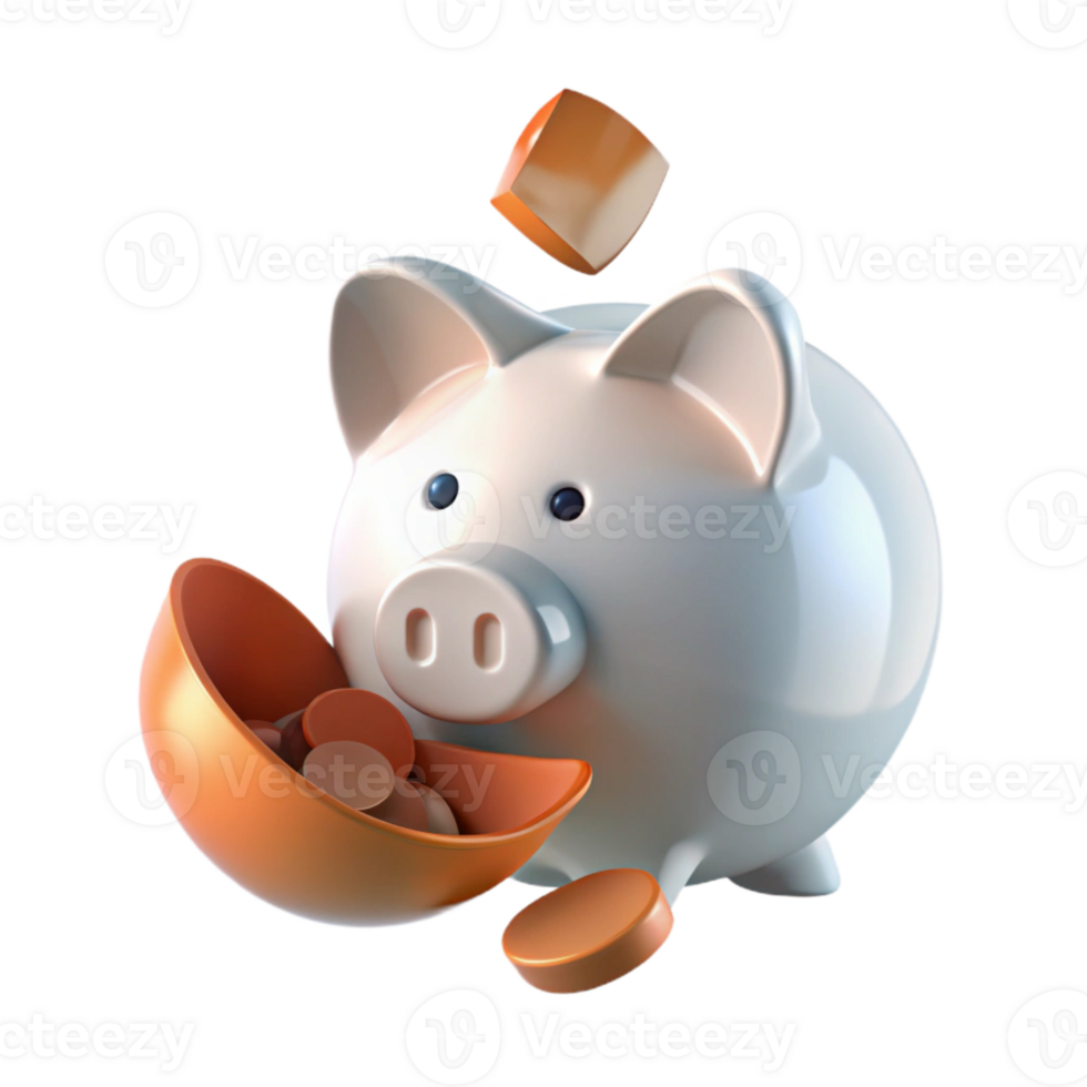 Piggy Bank With Coins Falling Out png