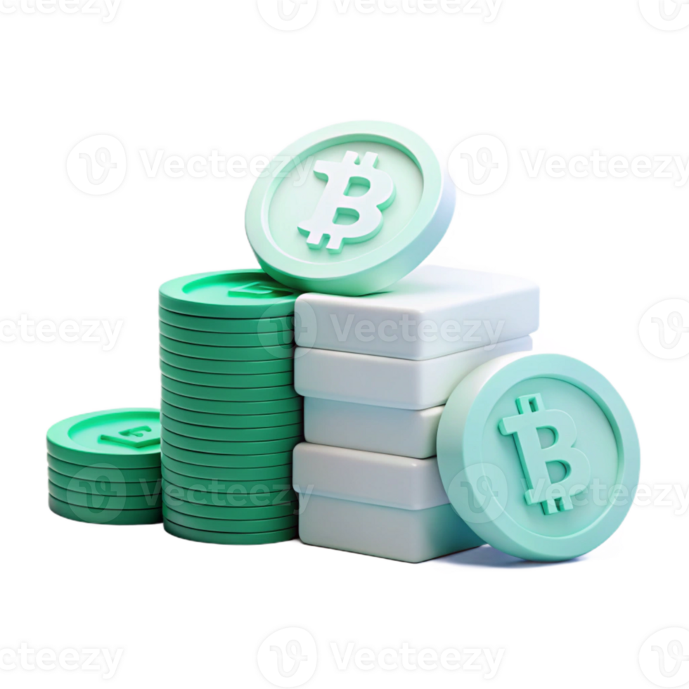Stack of Cryptocurrency Coins with Bitcoin Symbol png