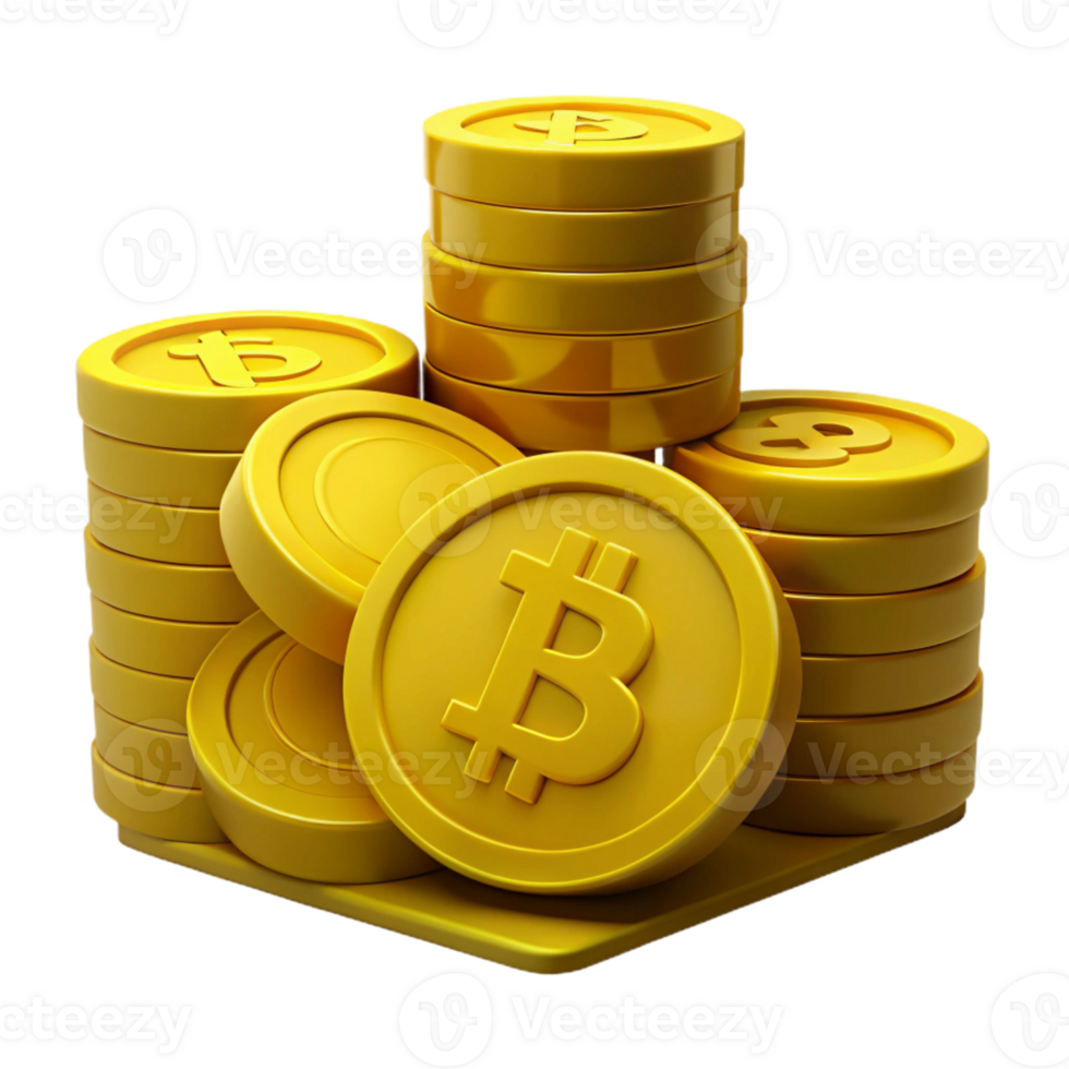 Golden Bitcoin Stacks A Digital Currency Representation png