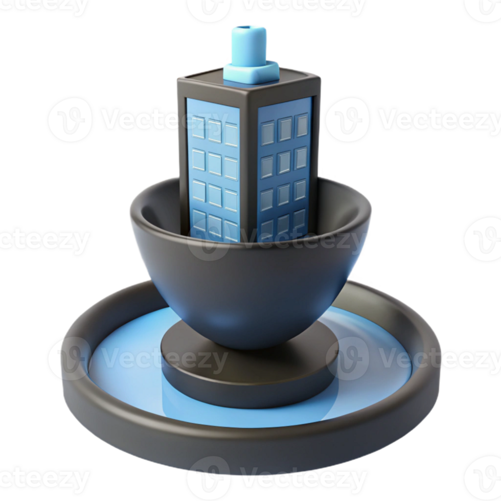 3d hacer de un edificio en un taza en un platillo png